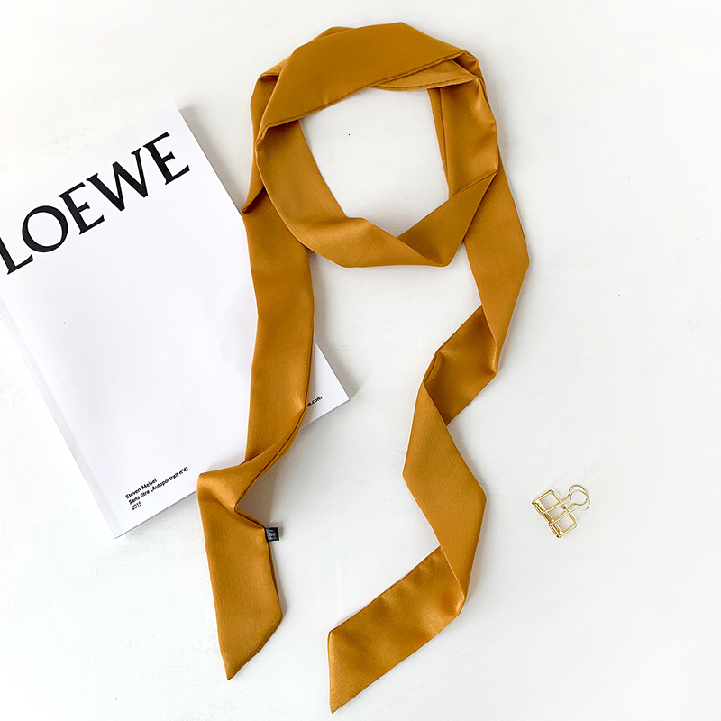 Headbands Print Solid Long Silk Satin Hair Scaf Fashion Neck Tie Ribbon Skinny Scarves Grils Hand Bag Wirst Belt Foulard Headwear 230328