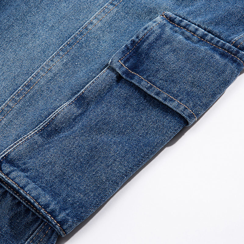 Men's Jeans Spring Cargo Jeans Men's Baggy Big Pocket Denim Pants Street Fashion Casual Korean Wide Leg Trousers Streetwear 230329