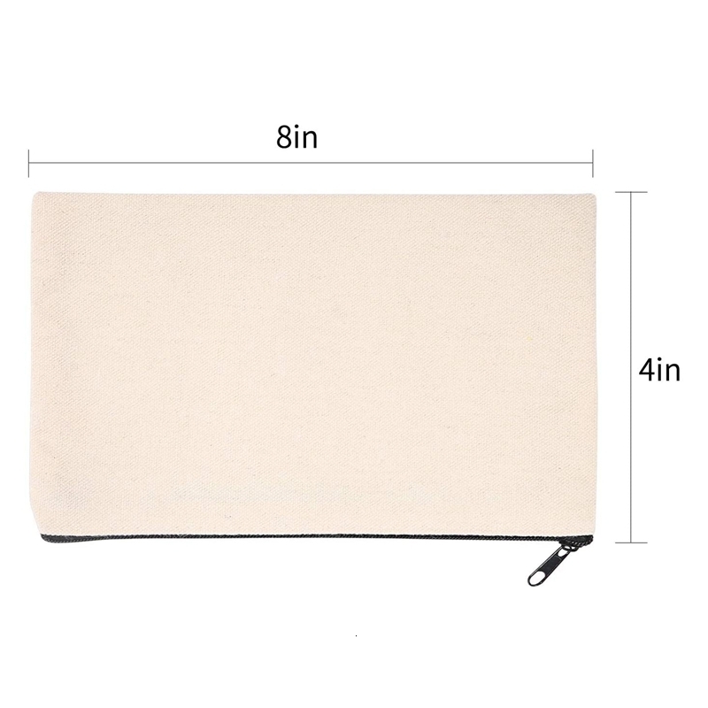 Cosmetic Bags Cases 10 Pcs Blank DIY Craft Canvas Pen Case Makeup Pencil Cotton Travel 230329