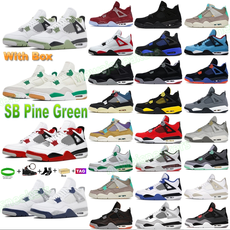 

Jumpman 4 basketball shoes for men women with box 4s Pine Green Military Black Cat Sail Red Thunder White Oreo University Blue Seafoam mens trainers sneakers, #49 white cement