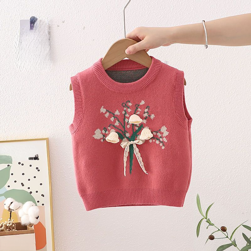 Waistcoat RiniLucia Kids Vest Girl Winter Warm Knited Vests Baby Flower Lace Bowknot Waistcoat Casual Jackets for Girls Children Coats 230329