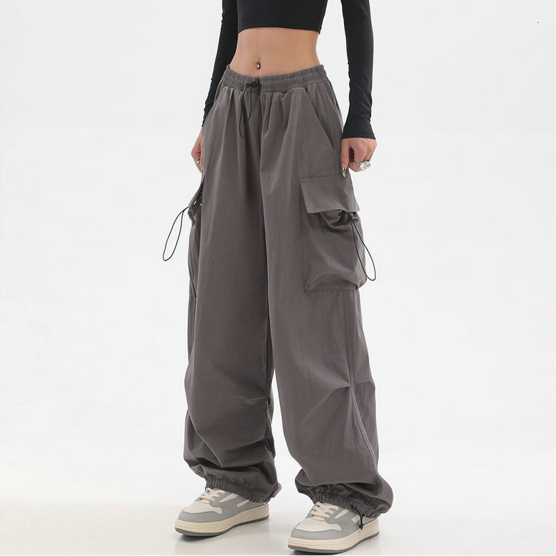Women's Pants s Joggers Cargo Y2K Parachute Pant Hippie Streetwear Oversize Pockets Trousers Harajuku Techwear Wide Pantalone 230329
