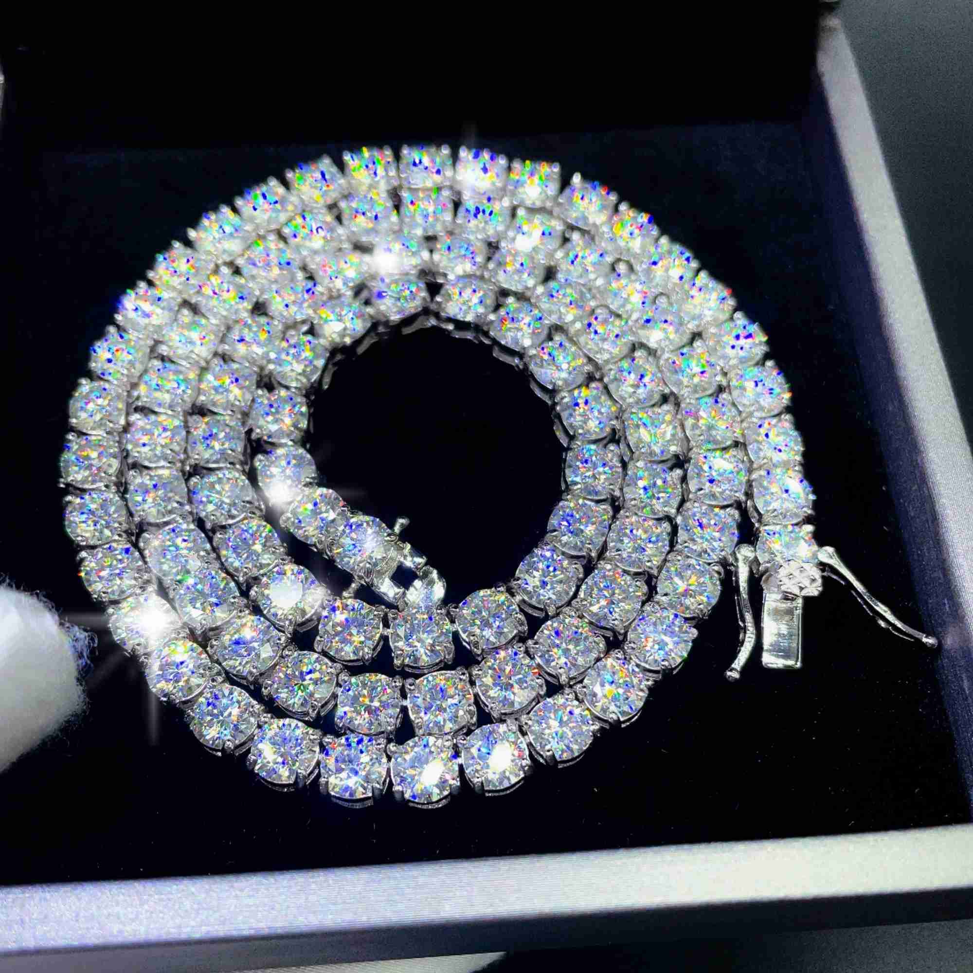 Sterg Sier Jewelry Hip Hop 5mm Moissanite Tennis Pass Tester Vvs Dia Chain