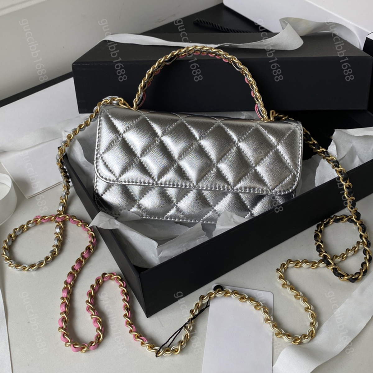10A Designer Mini Handle Wallet Chain Bag Luxury Womens Handbag Shiny Real Leather Black Quilted Purse Mirror Quality Clutch Crossbody Shoulder Bag With Card Slot, Upload pics to contact us
10A Designer Mini Handle Wallet Chain Bag Luxury Womens Handbag Shiny Real Leather Black Quilted Purse Mirror Quality Clutch Crossbody Shoulder Bag With Card Slot, Upload pics to contact us