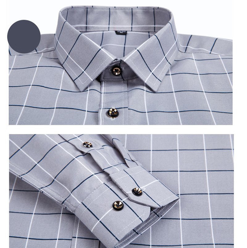 Men's Casual Shirts Thin Long Sleeve Printed Shirt Men's Korean Slim Fit Plaid Shirt Casual Business Dress Shirts Fashion Striped Streetwear