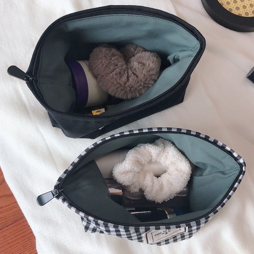 Cosmetic Bags Cases Cotton Makeup For Plaid Large Cosmetics Pouch Necesserie Make Up Organizer Beauty Storage Woman Men Travel Toiletry 230329