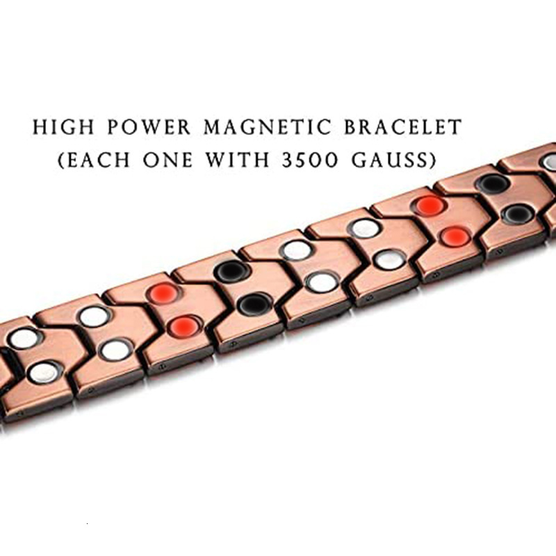 Charm Bracelets Vintage Chain Link Bracelets for Women Men Arthritis Copper Color Bangle Health Energy Germanium Double Row Magnetic Healthcare 230328