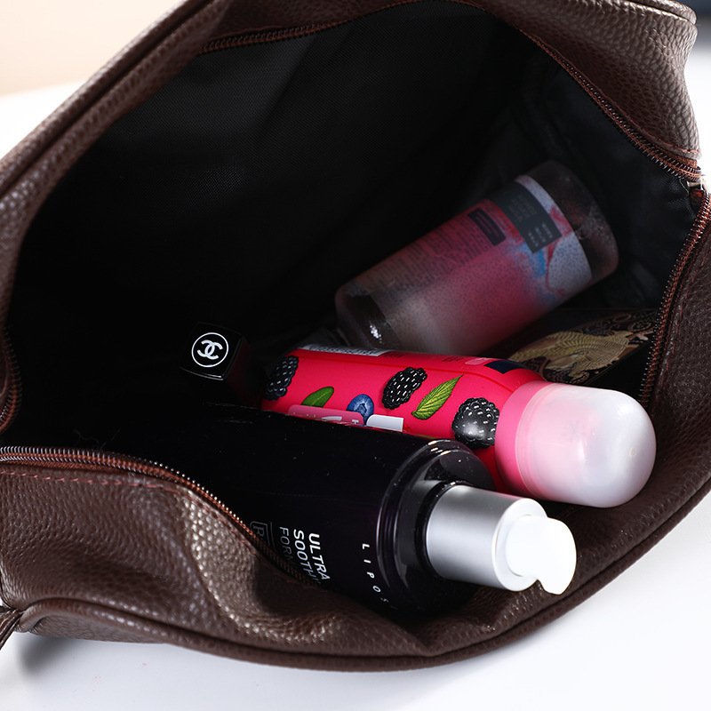 Cosmetic Bags Cases Makeup Men Travel Zipper s Organizer Storage Pouch PU Leather Toiletry Neceser 230329