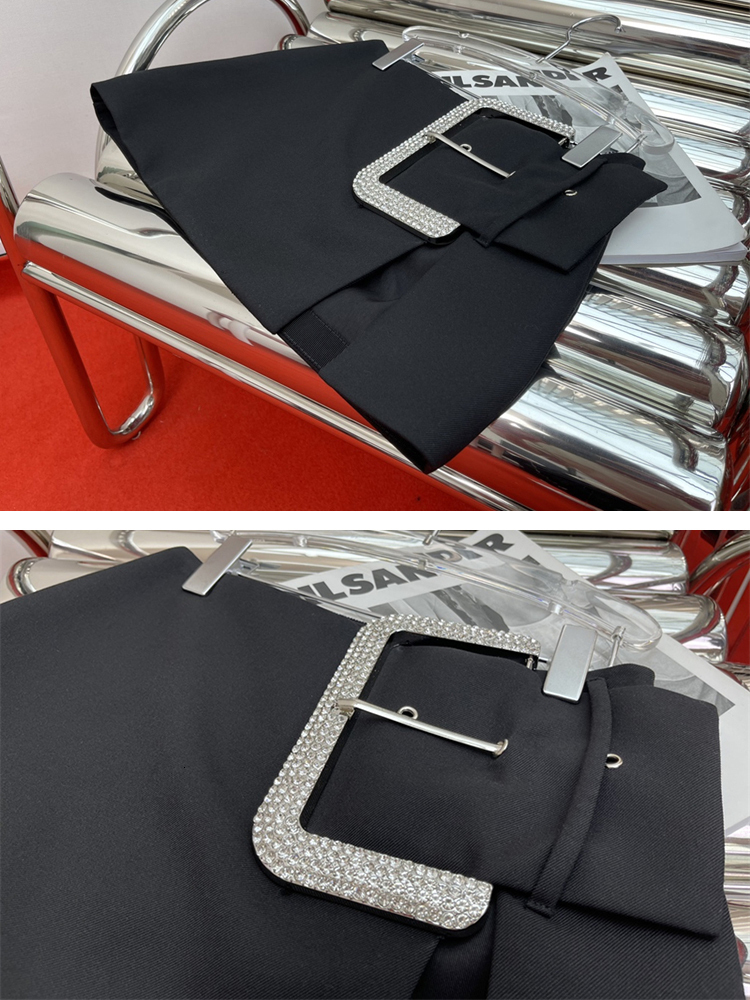 Skirts TWOTWINSTYLE Black Patchwork Diamond Skirt For Women High Waist Irregular Hem Solid Mini Female Summer Clothing Style 230329