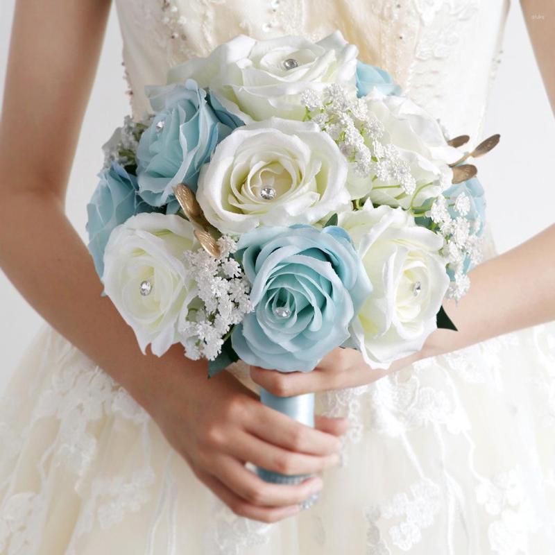 Decorative Flowers Holding Artificial Natural Rose Wedding Bouquet With Silk Satin Ribbon Pink White Blue Bridesmaid Bridal Party 2023, 04
Decorative Flowers Holding Artificial Natural Rose Wedding Bouquet With Silk Satin Ribbon Pink White Blue Bridesmaid Bridal Party 2023, 04