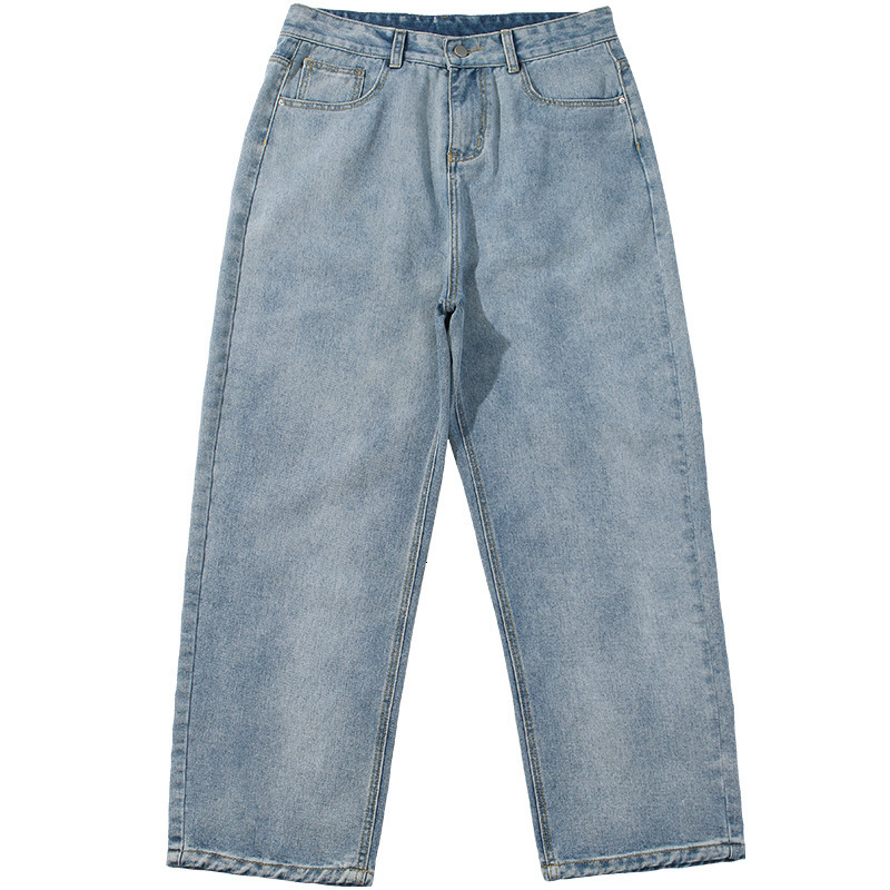 Men's Jeans Spring and Autumn Simple Solid Color Jeans Men Washed Loose Straight Pants 230329
