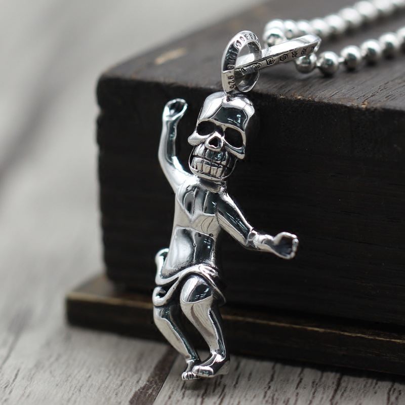 S925 Sterling Silver Pendant Personalized Fashion Simple Couple Creative Skull Man Net Red Hip Hop Punk Style Jewelry Lover Gift