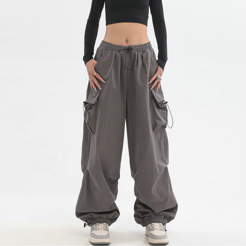 Women's Pants s Joggers Cargo Y2K Parachute Pant Hippie Streetwear Oversize Pockets Trousers Harajuku Techwear Wide Pantalone 230329