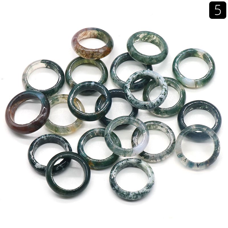 Natural Stone Wide 6mm Rings Kallaite Amethyst Rose Quartz Crystal Women Ring Party Wedding