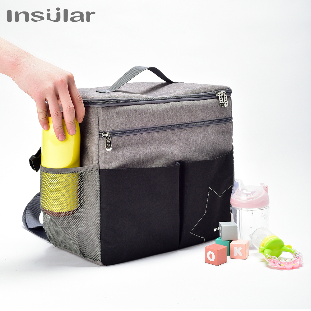 Diaper Bags Insular Baby s Outdoor Travel Mommy for Stroller Large Capacity Insulation Nursing Polyester Solid 230328