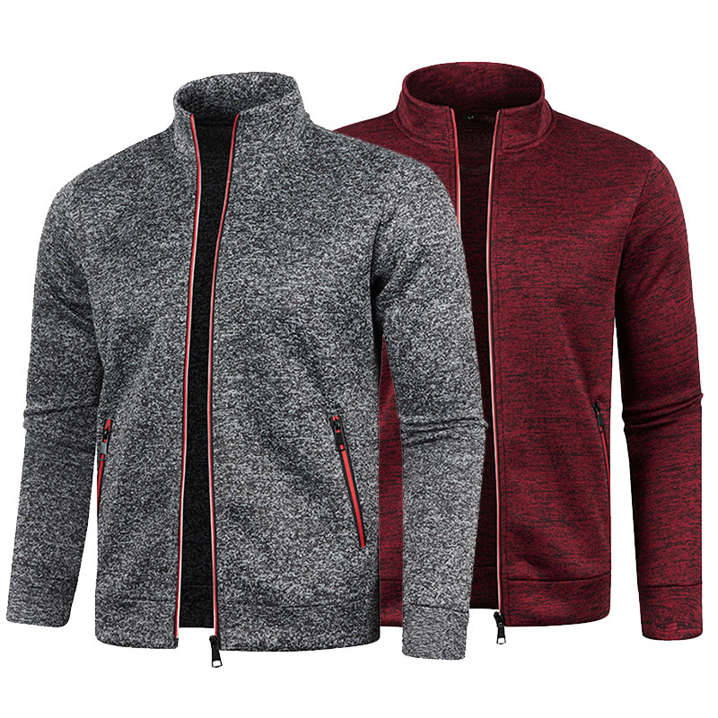 Men's Jackets Autumn Winter Men's Jacket Coat Stand Collar Zipper Jackets Man Slim Fleece Jacket Thick Cardigan Warm Knit Sweater Men Clothi