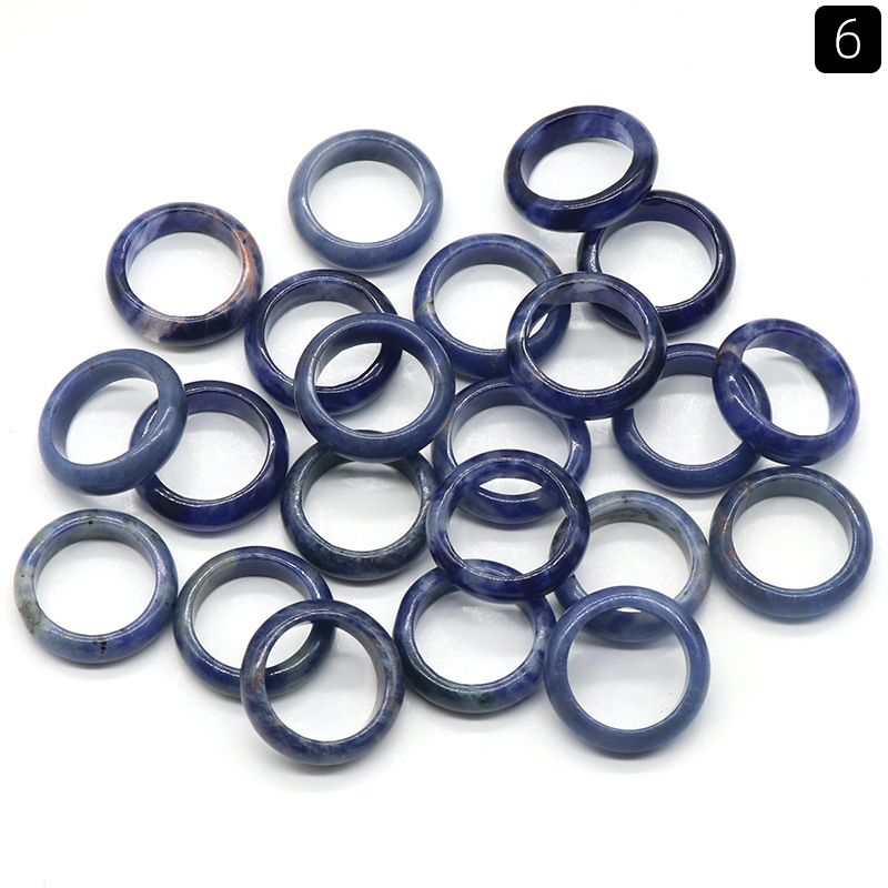 Natural Stone Wide 6mm Rings Kallaite Amethyst Rose Quartz Crystal Women Ring Party Wedding