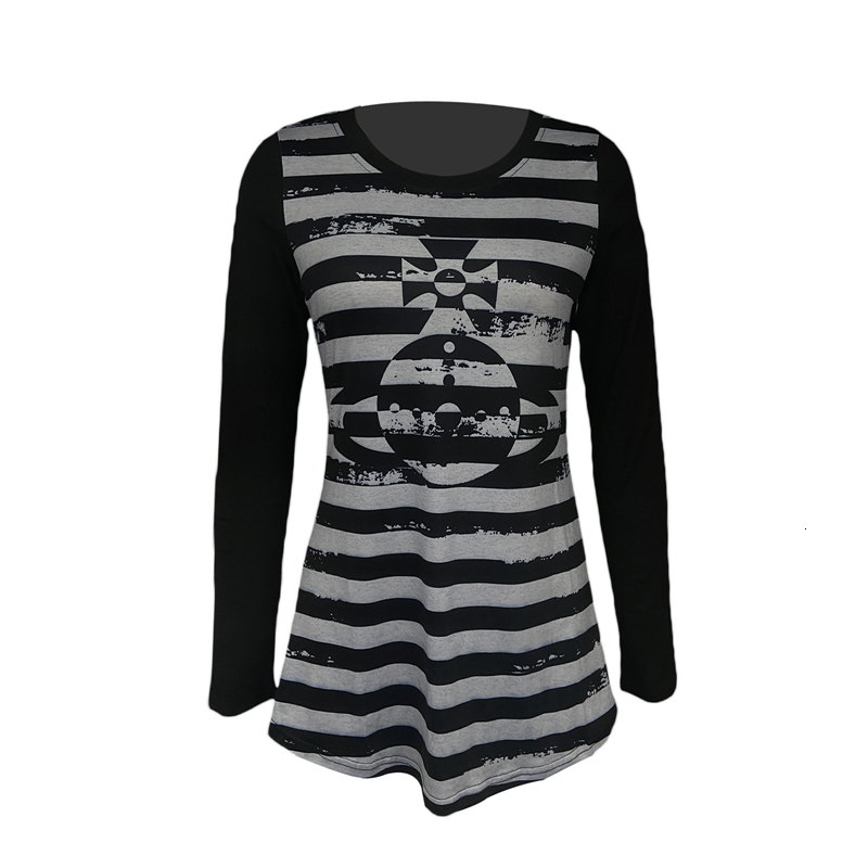 Women's TShirt Xingqing Gothic Grunge Tops y2k Aesthetic Stripe Long Sleeve TShirt 2000s Graphic Tshirt Dark Academic Apparel E Girls' Stree