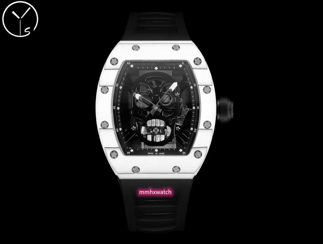 YS RM052 is 49.8X44.3X16.4mm with tourbillon movement sapphire glass mirror carbon fiber case natural rubber strap, As shown
YS RM052 is 49.8X44.3X16.4mm with tourbillon movement sapphire glass mirror carbon fiber case natural rubber strap, As shown