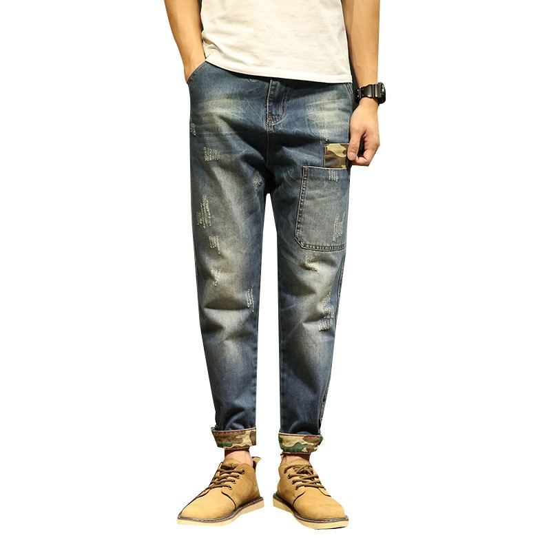 Men's Jeans Ymwmhu Camouflage Graphic Men Jeans Fashion Summer Denim Trousers Casual Cotton Jeans Man Autumn Tapered Pants Soft Street-wind 23032