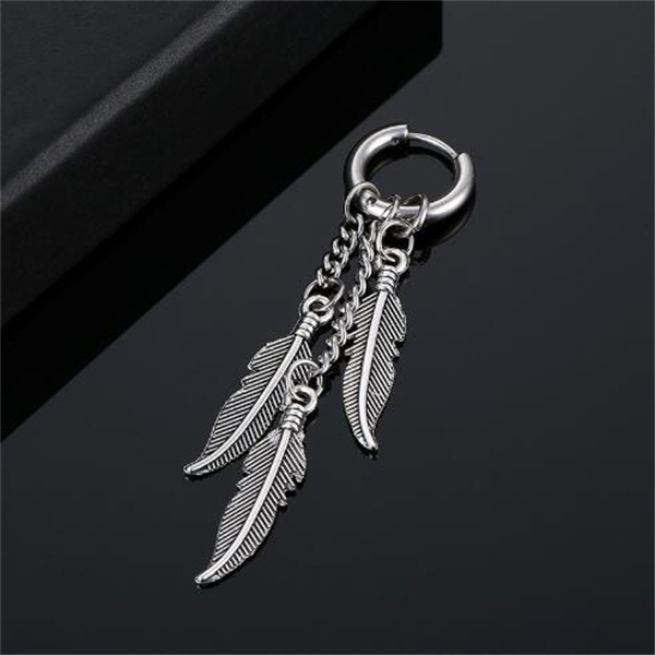 Dangle Punk Stainless Steel Cross Drop Earrings Gothic Hip Hop Feather Piercing Earring Men Women Party Halloween Jewelry Gifts GC2001