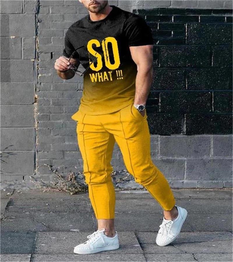Men's Tracksuits Men's Summer Suit Edge Color Trends Short Sleeve T-shirts Trousers 2PCS Set 3D Print Oversized Apparel Street Apparel Jooge