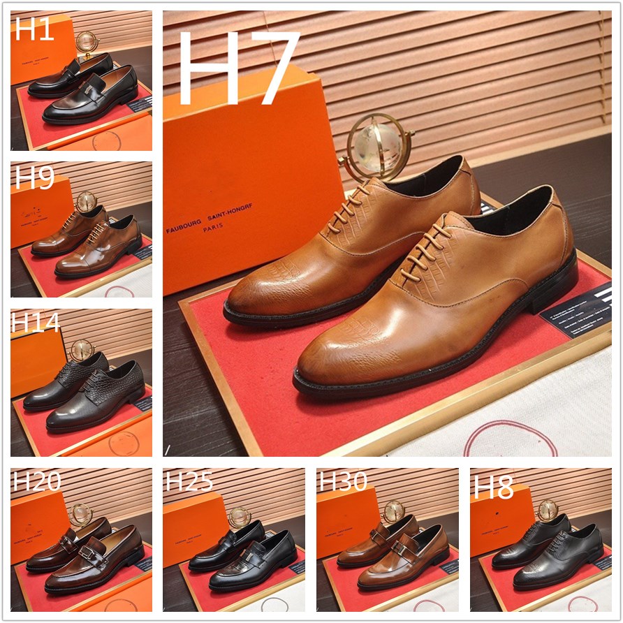 MM 38MODEL Slip Men Leather Dress Shoes Man Oxfords Lace-up Business Designer Luxury Dresses Men's Casual Shoes 2022 New Classic Mens Suits Shoe 33