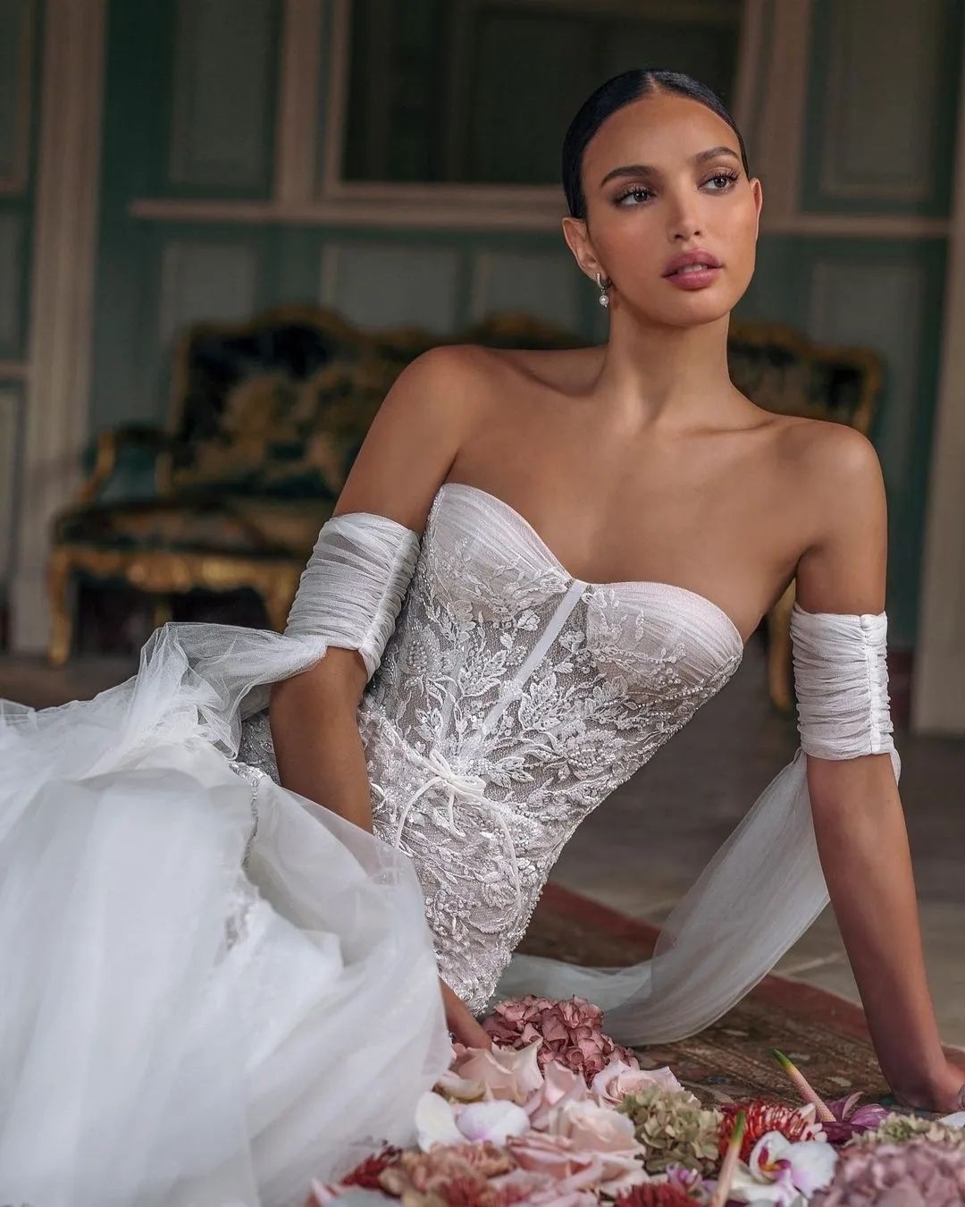 Princess Mermaid Wedding Dresses 2023 Off Shoulder Long Sleeve Vestido De Novia Lace Sequins SweepTrain Robe De Mariee