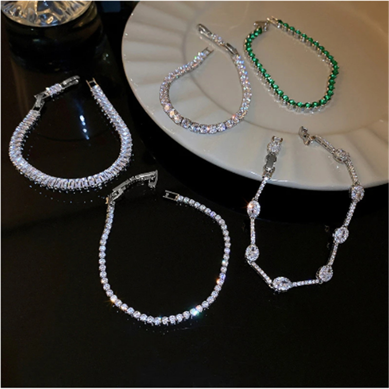 Trendy Lab Diamond Bangle Bracelet Engagement Wedding Bracelets For Women Men Tennis Birthstone Party Jewelry Gift