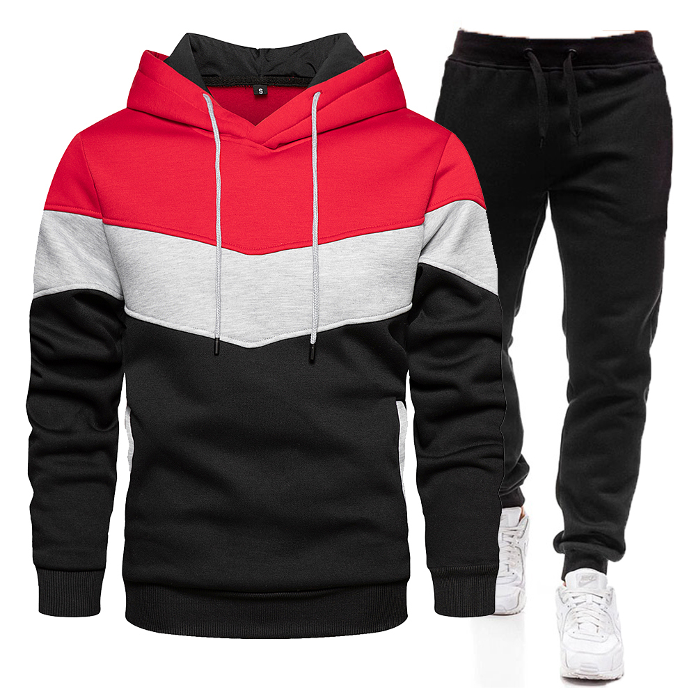 Men's Tracksuits Autumn Winter Warm Hooded SweatshirtTrouser Set Men's Hooded Panel Sweatshirt 230330