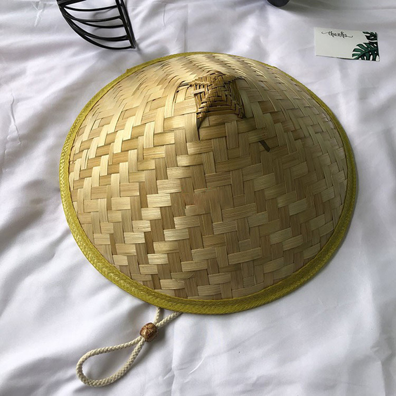 Wide Brim Hats Bucket Bamboo Hat Chinese Style Rattan Fisherman Retro Handmade Weave Straw Cap Tourism Cone Fishing Sunshade Rain Caps 230330