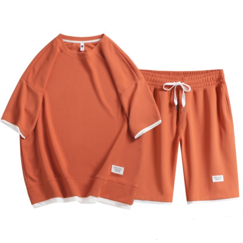 Men's Tracksuits Summer Men's Two Piece Set Linen Fabric Casual T-Shirt and Shorts Set Mens Sports Suit Fashion Short Sleeve Tracksuit 23042