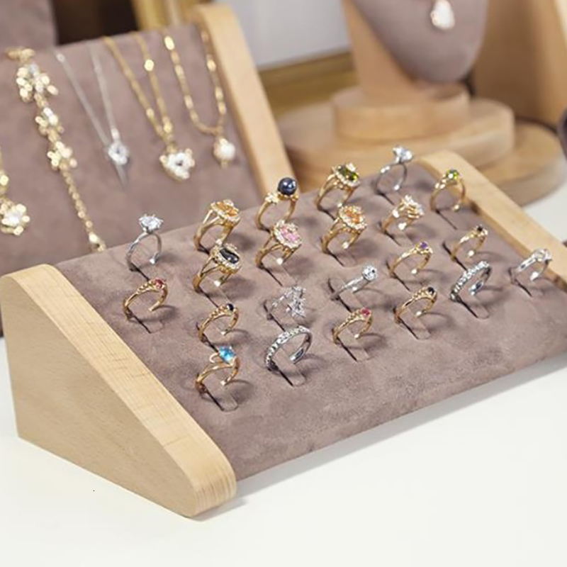 Jewelry Boxes Solid Wood 22 Slot Rings Display Stand Storage Box Cabinet Pendant Earring Showcase Trays 230329
Jewelry Boxes Solid Wood 22 Slot Rings Display Stand Storage Box Cabinet Pendant Earring Showcase Trays 230329