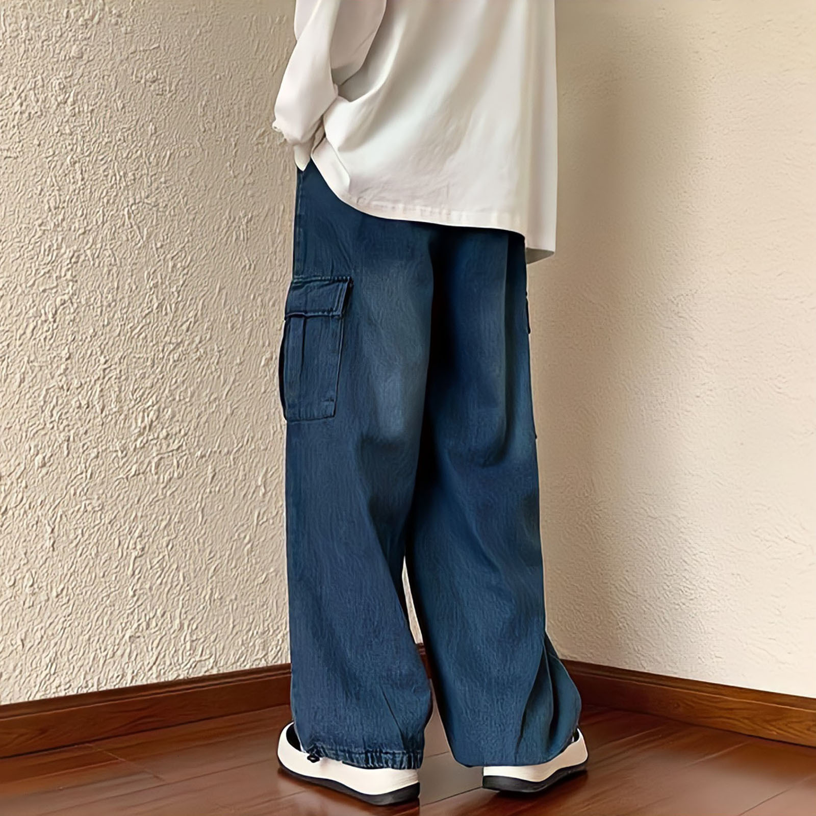 Men's Jeans Black Kpop Cargo Pants Men Hip Hop Grunge Punk Japanese Streetwear Vintage Y2k Korean Style Straight Wide Leg Trousers 230330