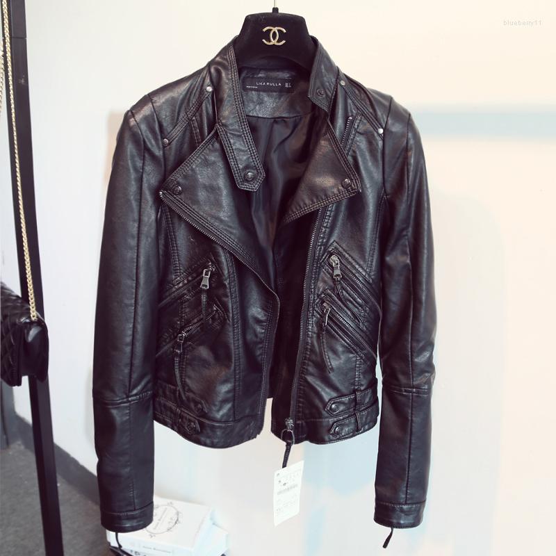 Women's Leather 2023 Spring Autumn Black Jacket Women Slim Moto Biker Female Jaquetas Feminino Ladies Pu