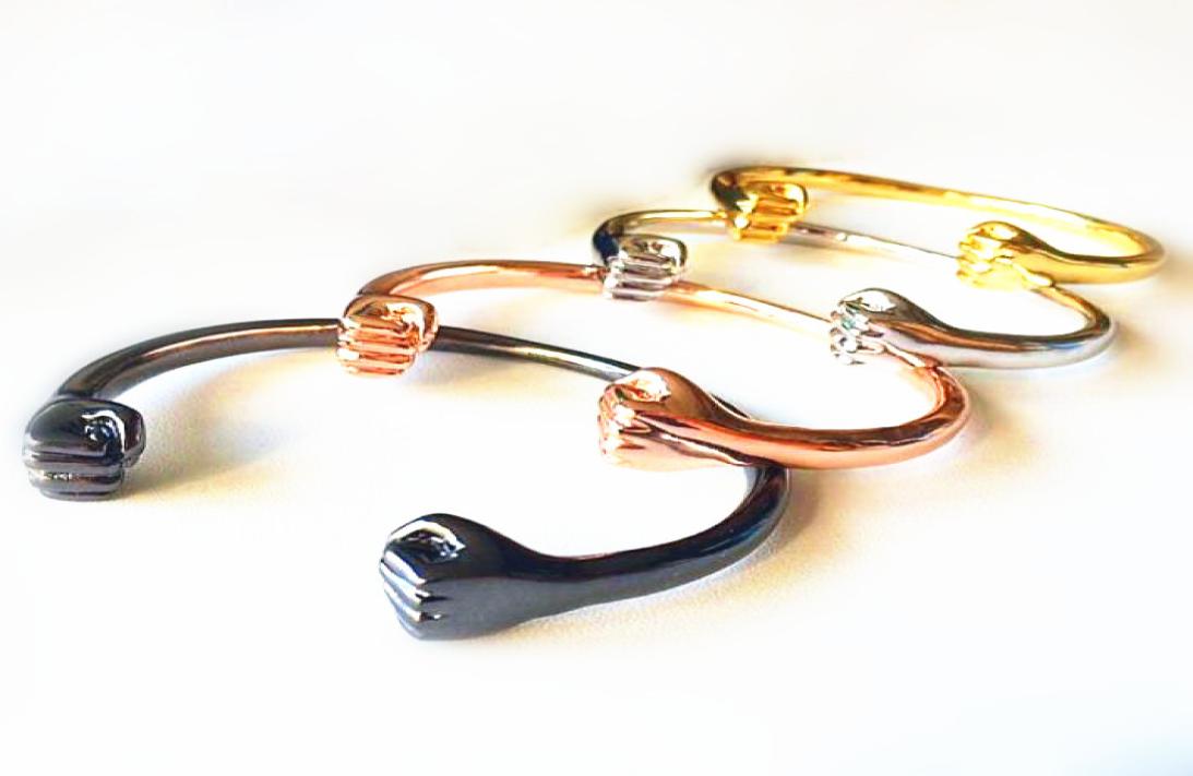 The West India Male Fist Charms Cuff Bangle Stainless Steel Wristband Bangle Bracelet