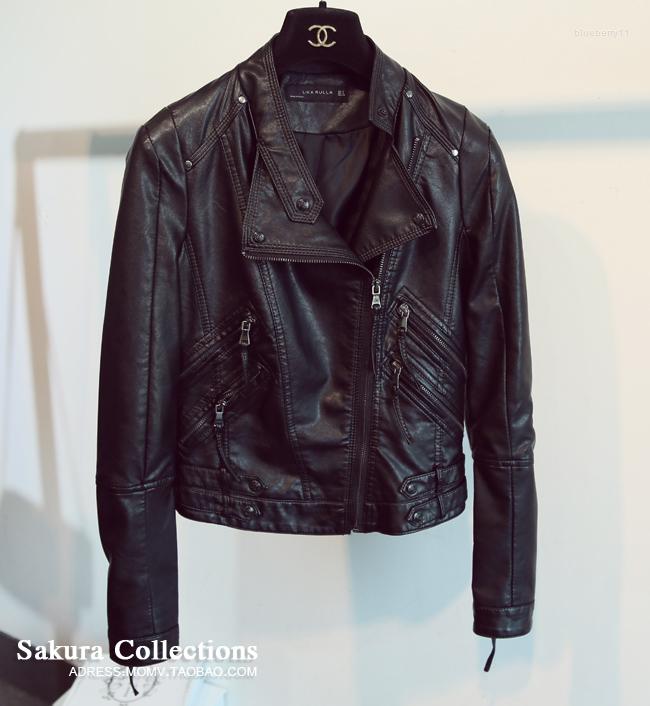 Women's Leather 2023 Spring Autumn Black Jacket Women Slim Moto Biker Female Jaquetas Feminino Ladies Pu