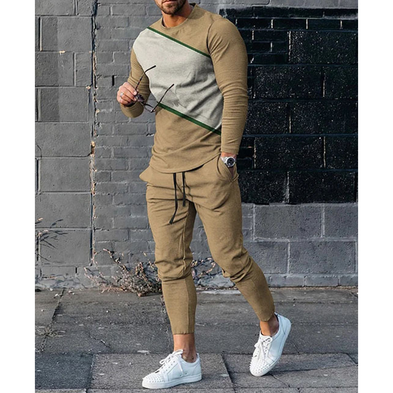 Men's Tracksuits Men's Sweatshirt Set Long Sleeve Sweatshirt T-shirt Pants 2 Piece Set 3D Printing Trend Top Trousers Outdoor Street Clothin
