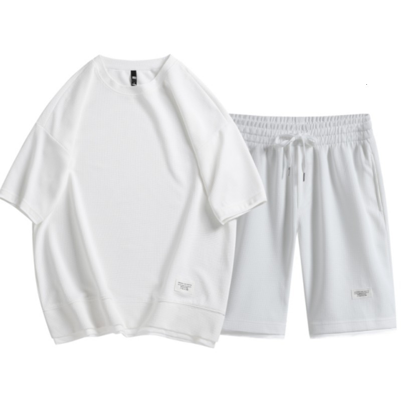 Men's Tracksuits Summer Men's Two Piece Set Linen Fabric Casual T-Shirt and Shorts Set Mens Sports Suit Fashion Short Sleeve Tracksuit 23042