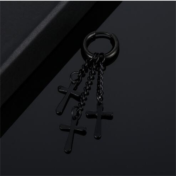 Dangle Punk Stainless Steel Cross Drop Earrings Gothic Hip Hop Feather Piercing Earring Men Women Party Halloween Jewelry Gifts GC2001