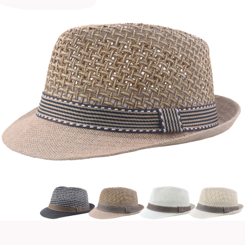 Wide Brim Hats Bucket HT3136 Fashion Parentchild Summer Fedoras Breathable Straw Men Women Beach Cap Kids Trilby Fedora Jazz 230330