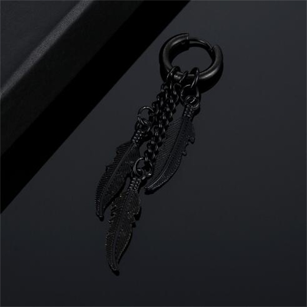 Dangle Punk Stainless Steel Cross Drop Earrings Gothic Hip Hop Feather Piercing Earring Men Women Party Halloween Jewelry Gifts GC2001