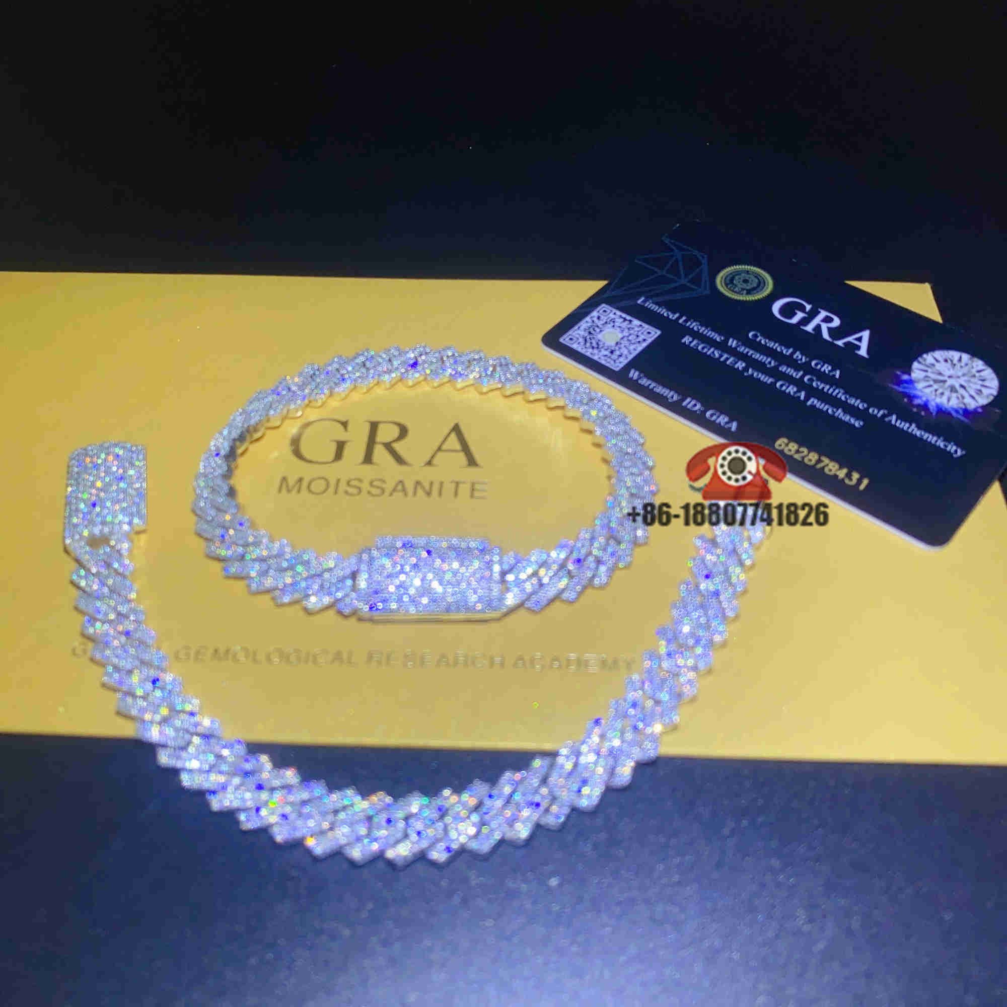 Top Seller Hip Mens Fine Jewelry 10mm 2rows Diamond Vvs1 Moissanite Cuban Bracelet 925 Sterling Silver