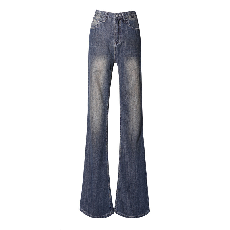 Women's Jeans Women 2023 Spring Fashion Bleached Flare Jean's Trousers Wash Blue Street Wear Straight Leg 230330