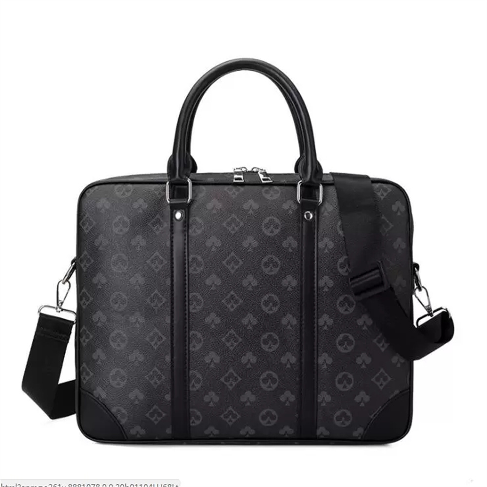 2024 s Men Business Briefcase One Shoulder Diagonal Handbag Computer Bag Genuine Leather Zipper Letter Canvas Interior Simple Casual Pocket Solid Handbags 5A