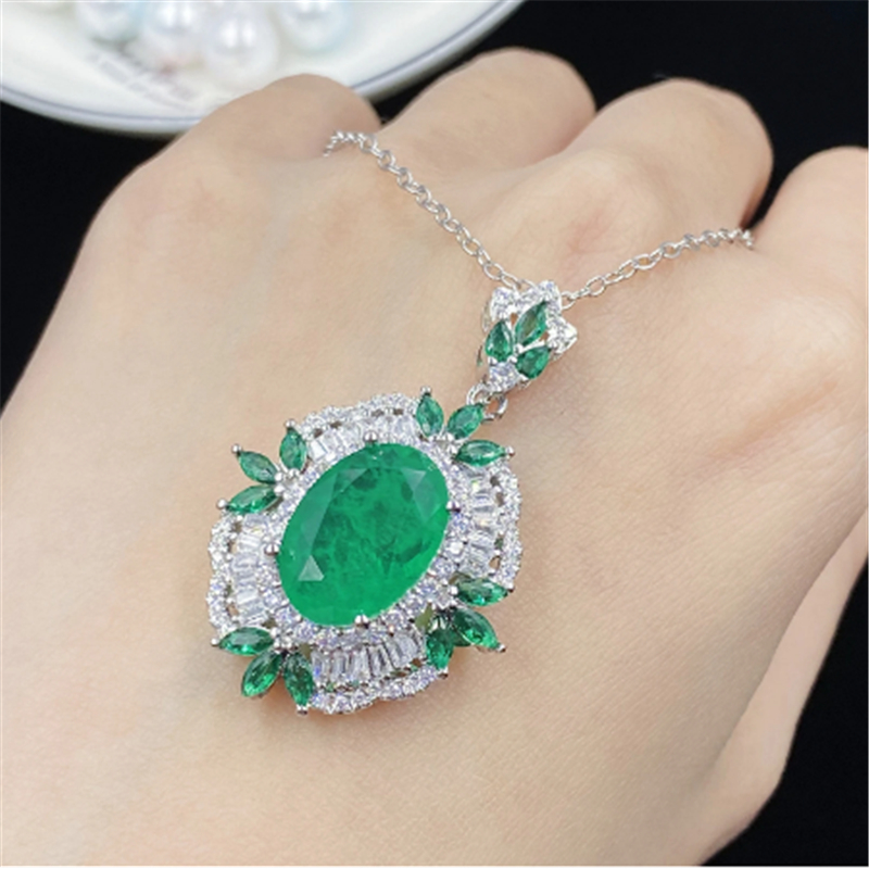 Vintage Lab Emerald Diamond Jewelry set 925 Sterling Silver Engagement Wedding Rings Earrings Necklace For Women Promise Jewelry