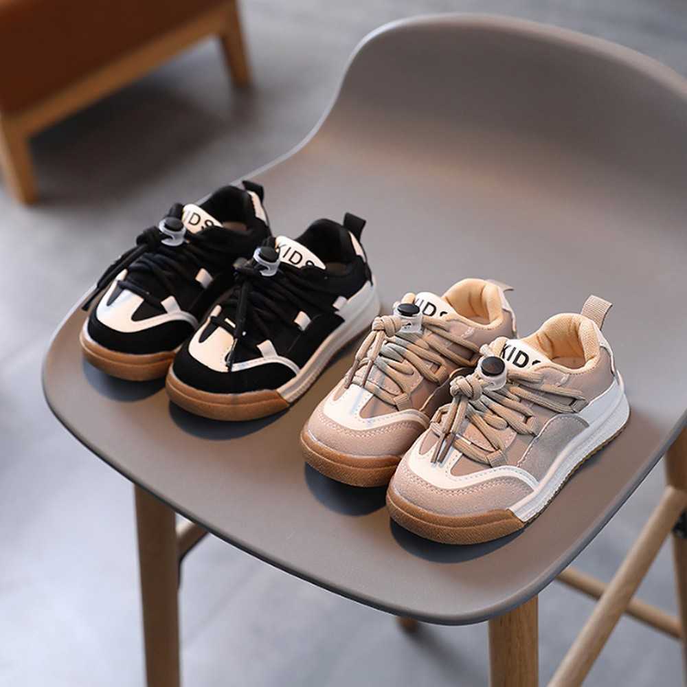 Athletic Outdoor Boys Sports Shoes For Kids Sneakers Spring Autumn Girls Lightweight Breathable Casual Shoes PU Leather Child Non-slip Footwear W0329