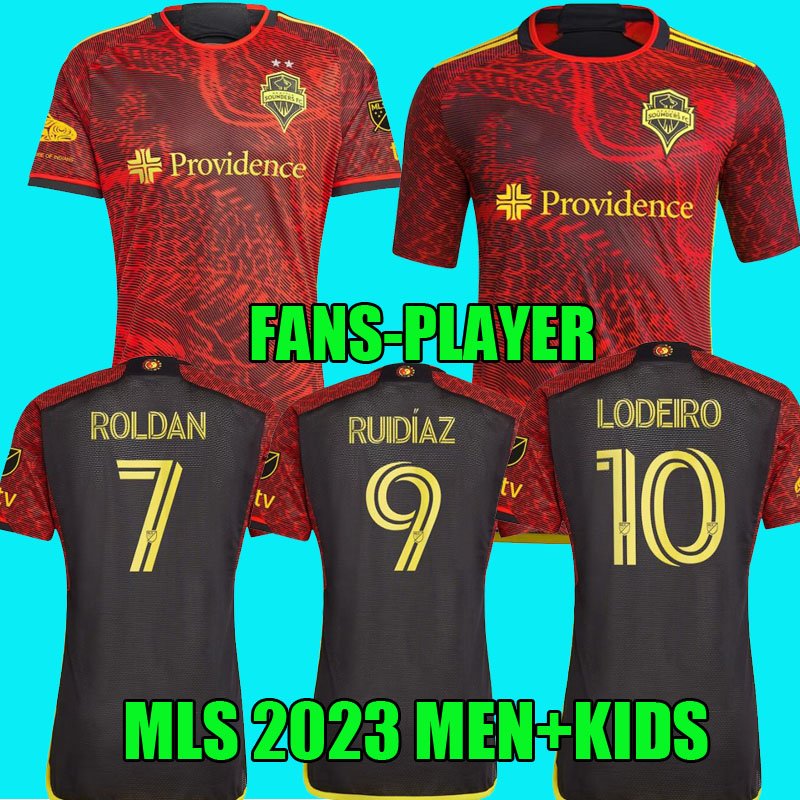MLS 2023 Seattle Sounders FC SOCCER JERSEYS The Bruce Lee Kit 23 24 Roldan Ruidiaz Lodeiro Montero MORRIS camisetas de futbol DELEM men kids football shirts MAILLOTS, Away player verson+mls
