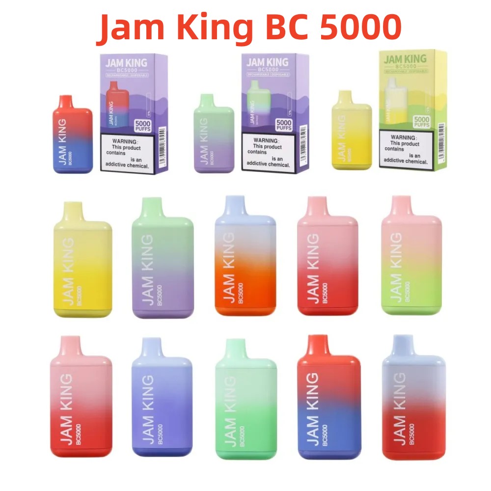 Authentic Bc5000 Puffs disposable vape pen e cigarette Jam King 5000 13ml 650mAh Mesh Coil wholesale vapes vs elfbar Elux Legend Bang 600 800 1500 2500
Authentic Bc5000 Puffs disposable vape pen e cigarette Jam King 5000 13ml 650mAh Mesh Coil wholesale vapes vs elfbar Elux Legend Bang 600 800 1500 2500