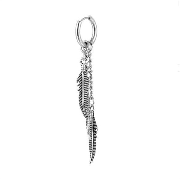 Dangle Punk Stainless Steel Cross Drop Earrings Gothic Hip Hop Feather Piercing Earring Men Women Party Halloween Jewelry Gifts GC2001